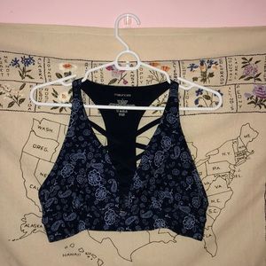 Floral Navy Blue Racerback Bra